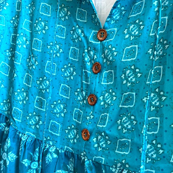 NWT BloomChic “ZOLA” Oversize turquoise bohemian caftan. Batik print. Size 12 - Picture 5 of 8
